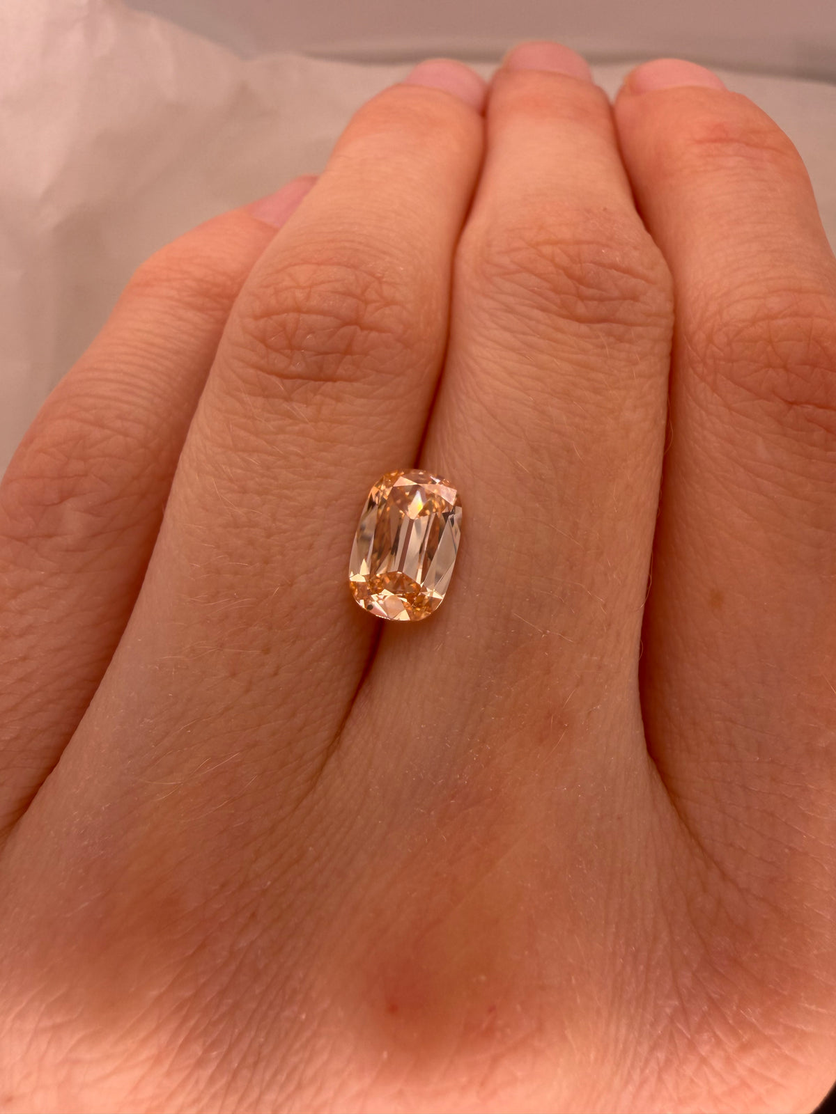 1.52 CARAT ORANGEY YELLOW ANTIQUE CUSHION LAB DIAMOND