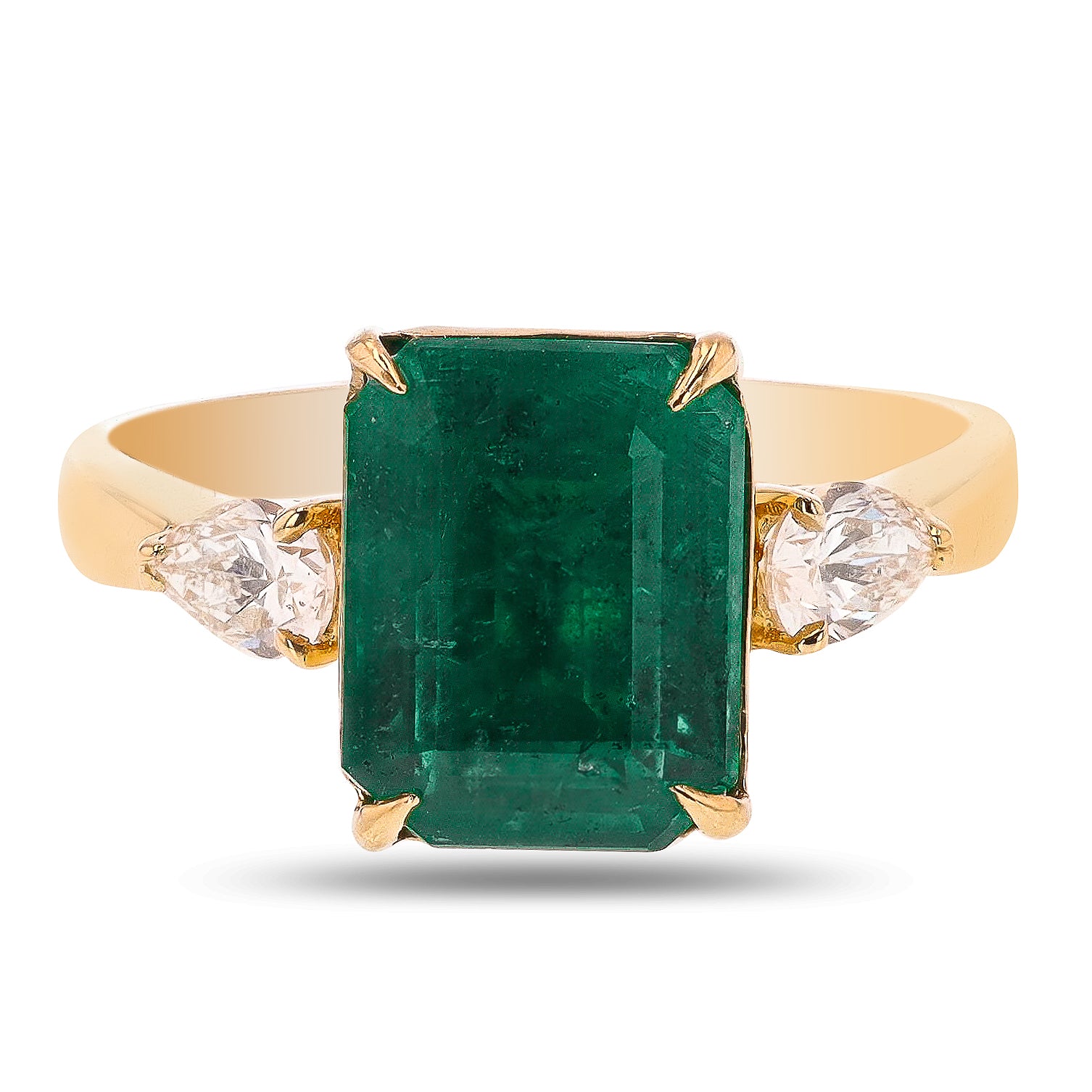 3.64 EMERALD AND .43 CARAT DIAMOND RING