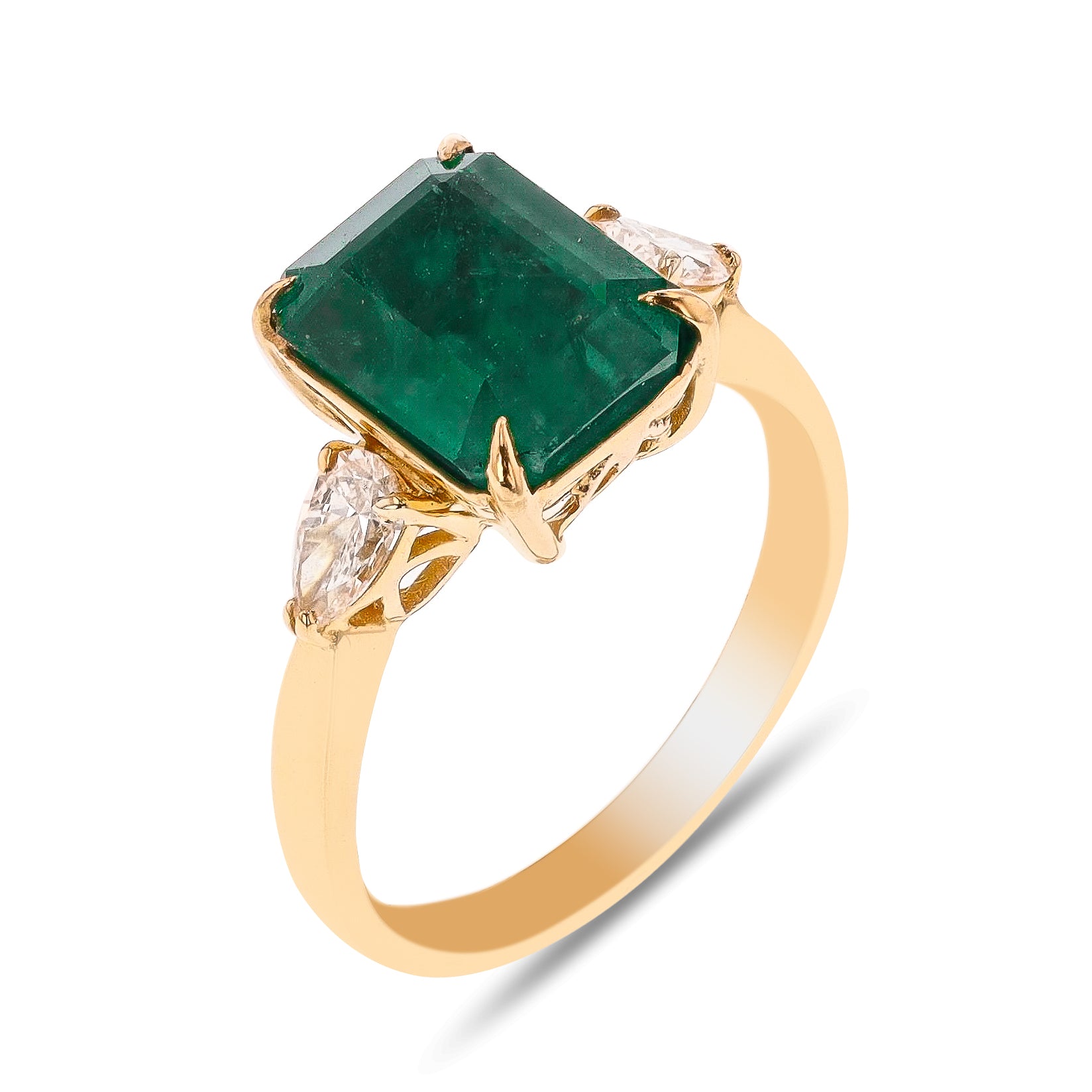 3.64 EMERALD AND .43 CARAT DIAMOND RING