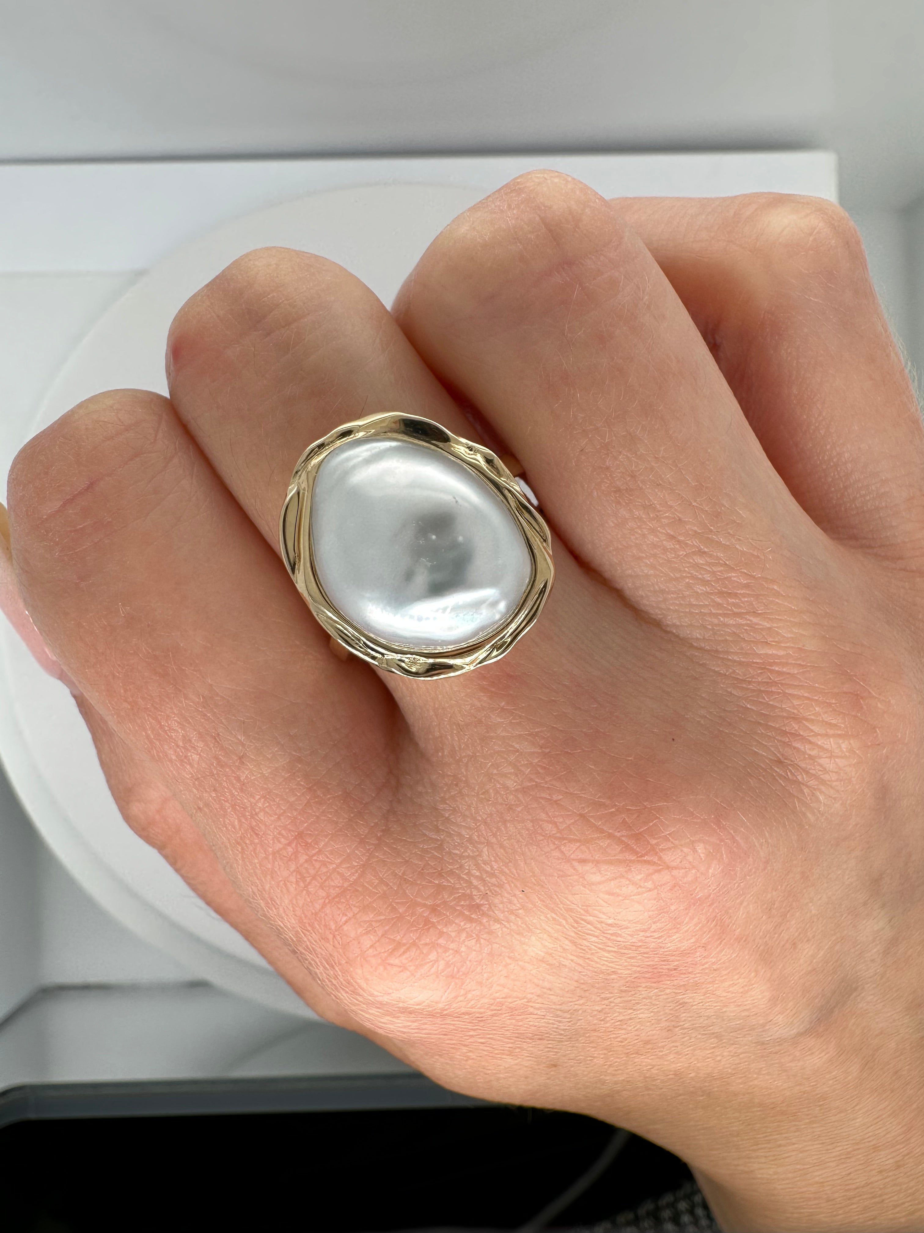 LIQUID GOLD KESHI PEARL RING