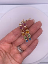 Load image into Gallery viewer, RAINBOW SAPPHIRE DANGLE EARRINGS