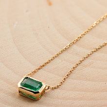 Load image into Gallery viewer, EMERALD SOLITAIRE BEZEL NECKLACE