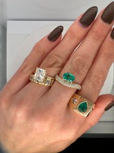 Load image into Gallery viewer, COLOMBIAN EMERALD AND DIAMOND CURVED RING