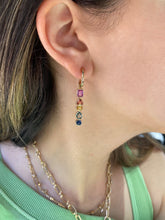 Load image into Gallery viewer, RAINBOW SAPPHIRE DANGLE EARRINGS
