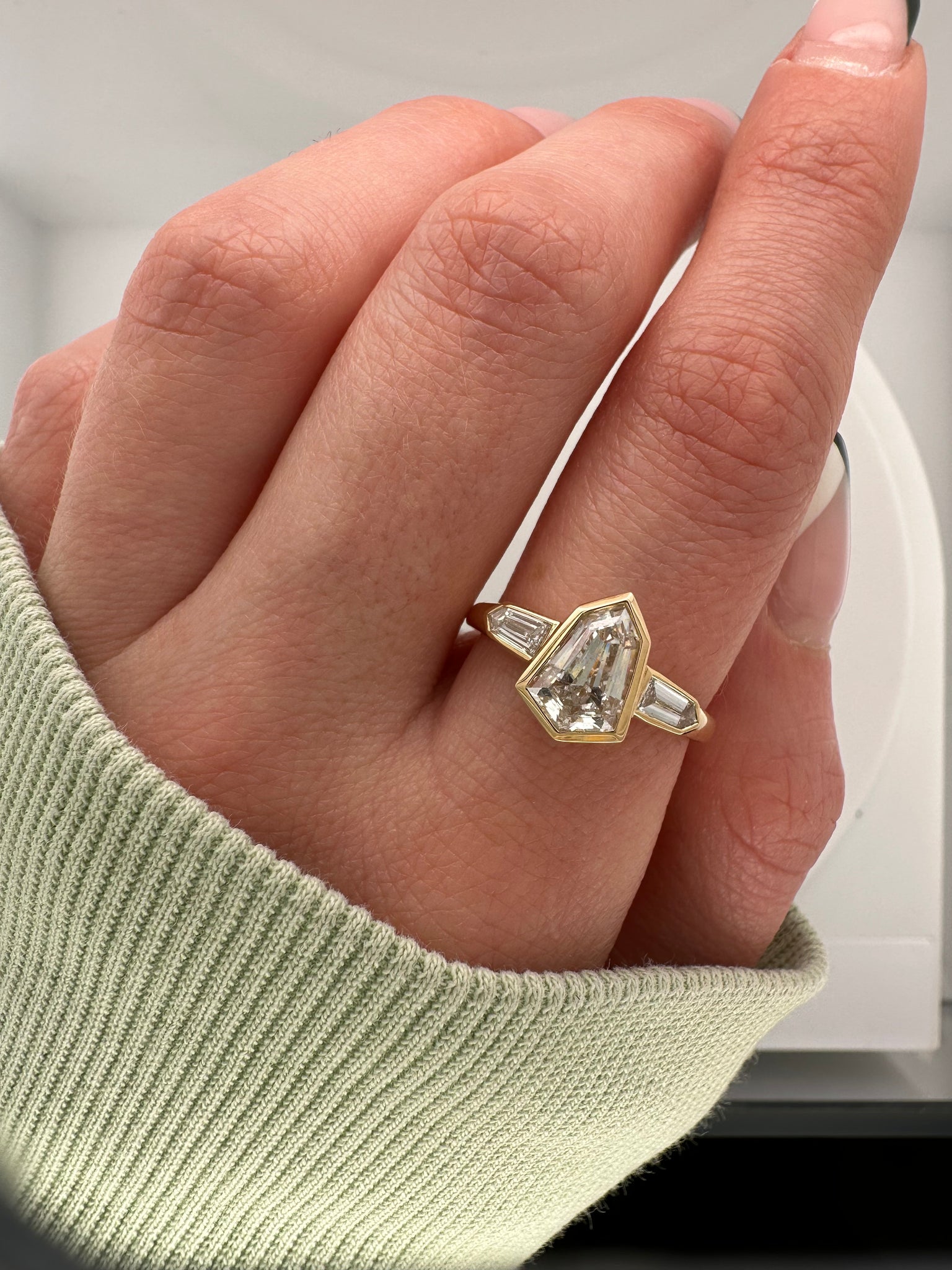 1.14 CT Shield Kite Cut Lab Grown Diamond Engagement Ring | eBay