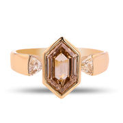 1.90 CARAT LIGHT BROWN HEXAGON LAB DIAMOND RING