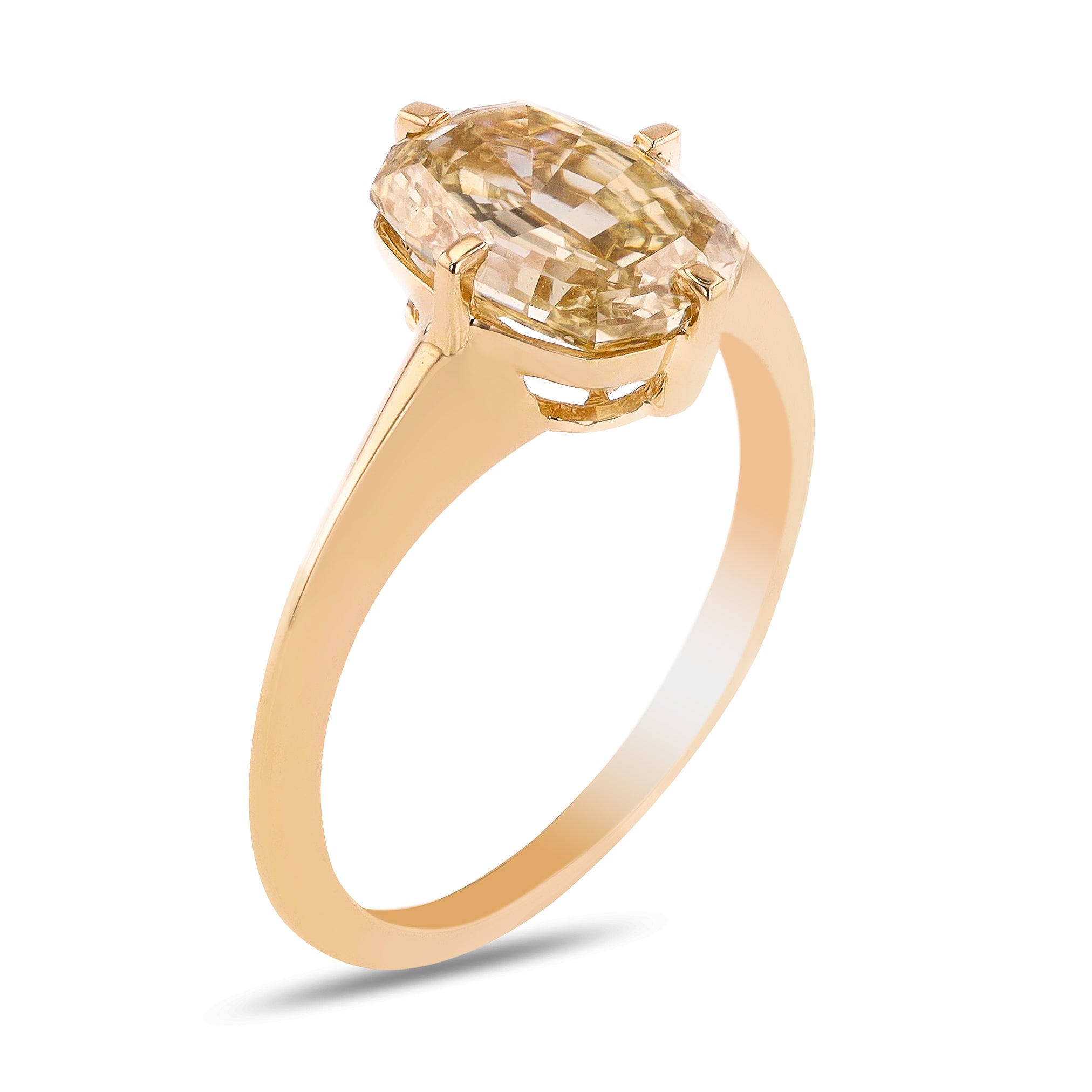 2.02 CARAT STEP CUT CUSHION YELLOW DIAMOND RING