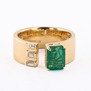 EMERALD AND BAGUETTE DIAMOND OPEN CIGAR BAND