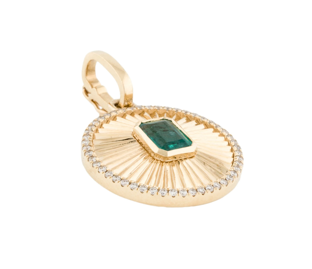 EMERALD AND DIAMOND COIN PENDANT