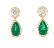 DIAMOND AND EMERALD VICTORIAN SET EARRINGS