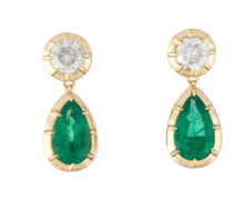 Load image into Gallery viewer, DIAMOND AND EMERALD VICTORIAN SET EARRINGS