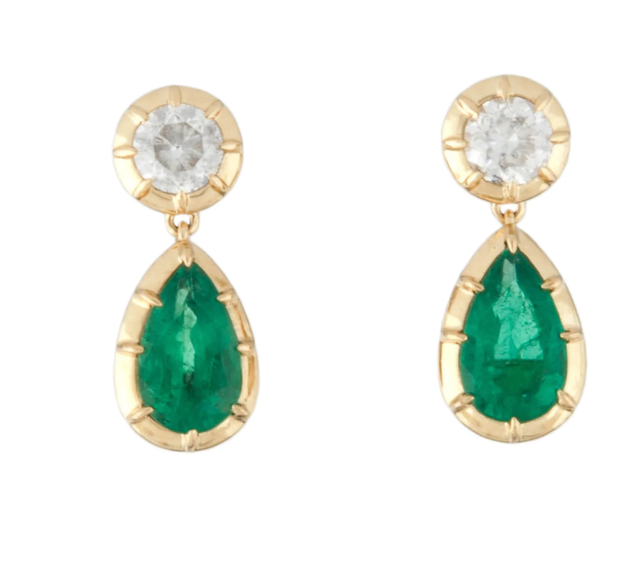 DIAMOND AND EMERALD VICTORIAN SET EARRINGS