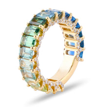 Load image into Gallery viewer, GREEN TO BLUE OMBRÉ SAPPHIRE BAND