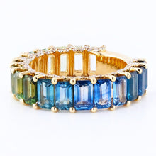 Load image into Gallery viewer, GREEN TO BLUE OMBRÉ SAPPHIRE BAND