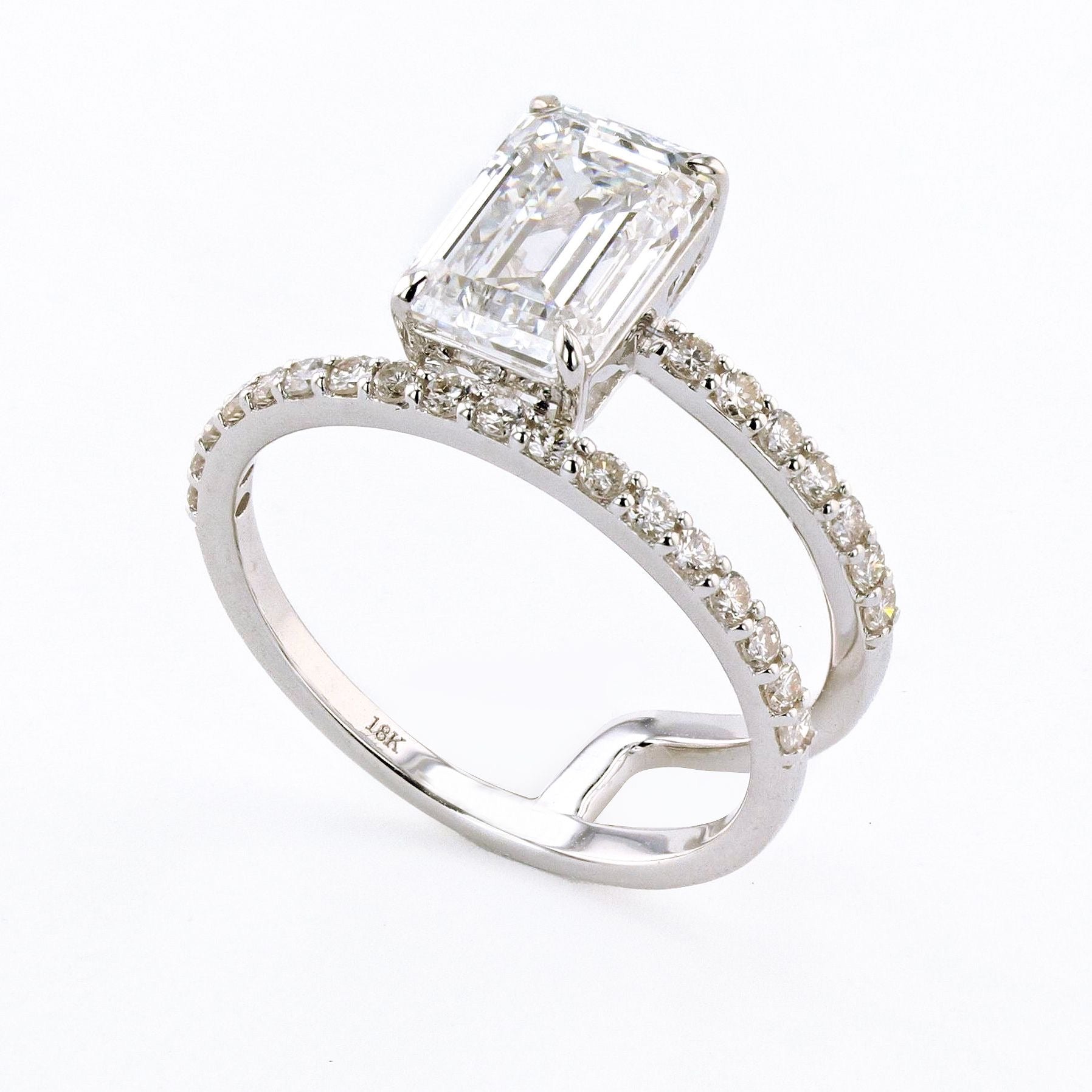 2.19 CARAT EMERALD CUT LAB GROWN DIAMOND ENGAGEMENT RING