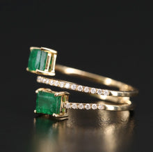 Load image into Gallery viewer, DOUBLE EMERALD TWIST RING