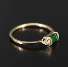 Load image into Gallery viewer, BAGUETTE EMERALD AND DIAMOND RING