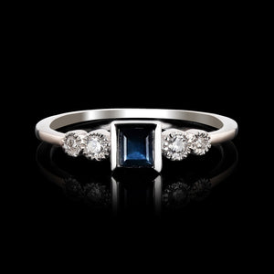 SAPPHIRE AND DIAMOND STACKING RING