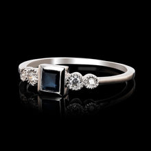 Load image into Gallery viewer, SAPPHIRE AND DIAMOND STACKING RING
