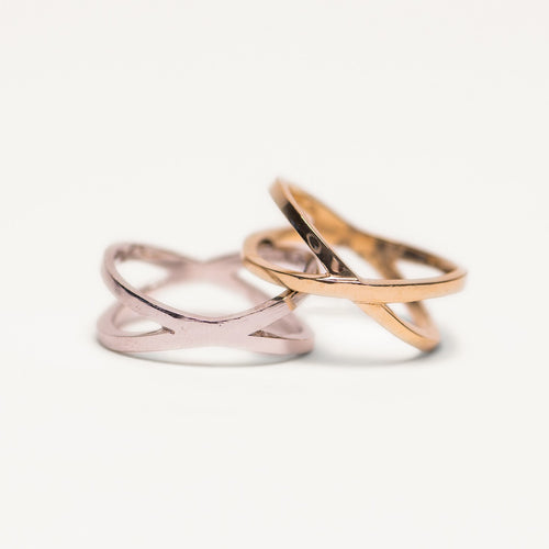 SOLID GOLD X RING