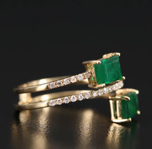 Load image into Gallery viewer, DOUBLE EMERALD TWIST RING