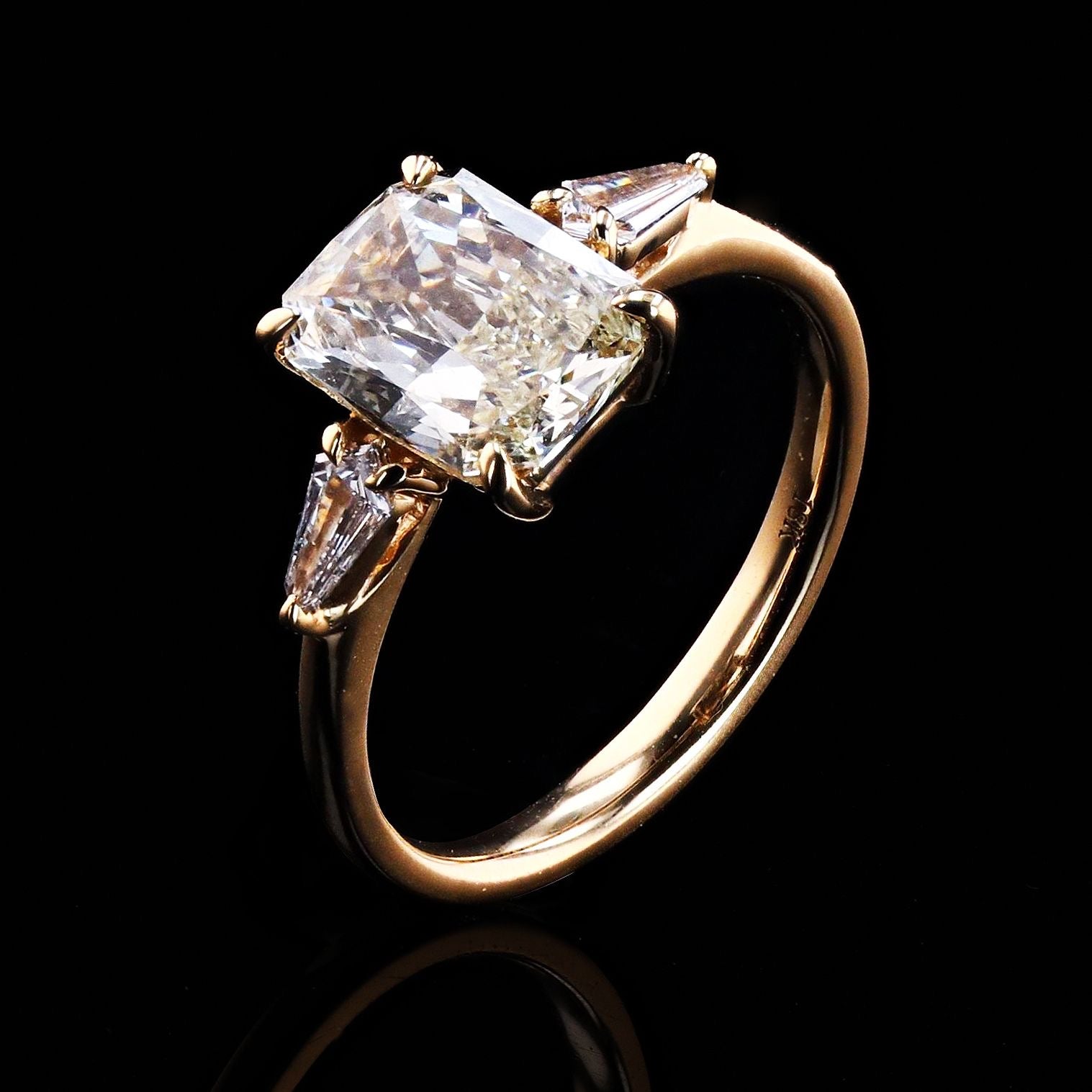 1.70 CARAT CHAMPAGNE RADIANT DIAMOND THREE STONE RING – O R I A N N E