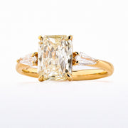 1.70 CARAT CHAMPAGNE RADIANT DIAMOND THREE STONE RING