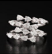 4 ROW DIAMOND PEAR RING