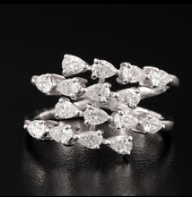 Load image into Gallery viewer, 4 ROW DIAMOND PEAR RING